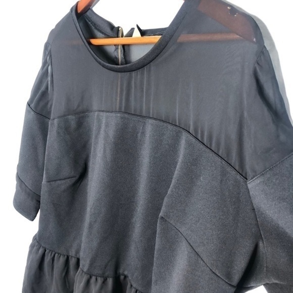 Worthington plus size black peplum back zip blouse - Picture 2 of 6